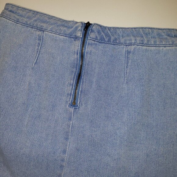PacSun Scalloped Denim Mini Skirt Women’s Size 26 Light Wash Blue Denim Back Zip - Picture 9 of 14